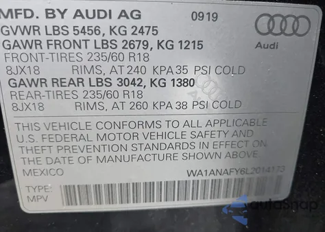 2020 Audi Q5 Premium 45 Tfsi Quattro S Tronic z USA, uszkodzony, nr VIN WA1ANAFY6L2014173